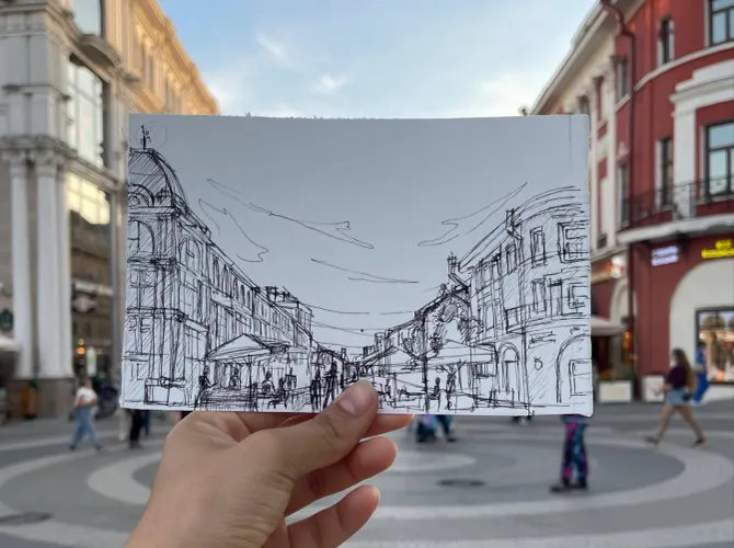 Казанские дворики. Архитектурные скетчи.